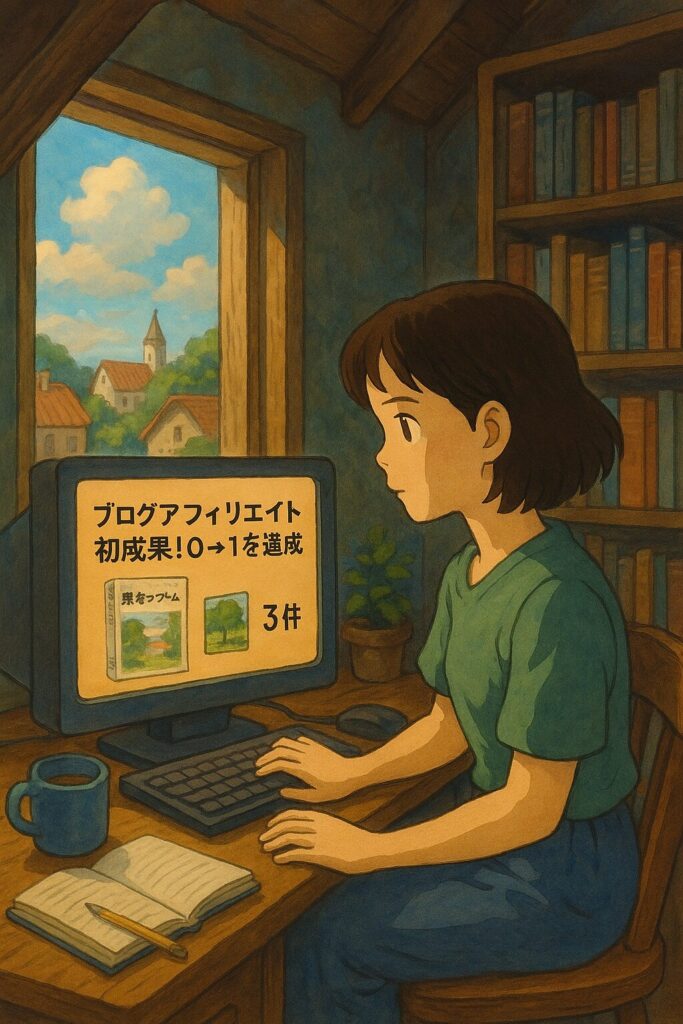 ブログアフィリエイトで初成果が出たタイミングのイメージ画像