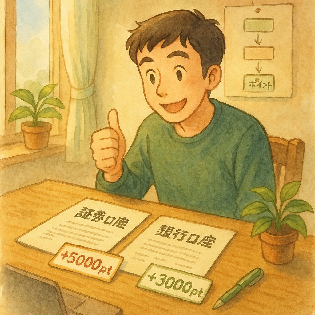 証券口座+銀行口座のセット開設でポイントが増える理由のイメージ画像